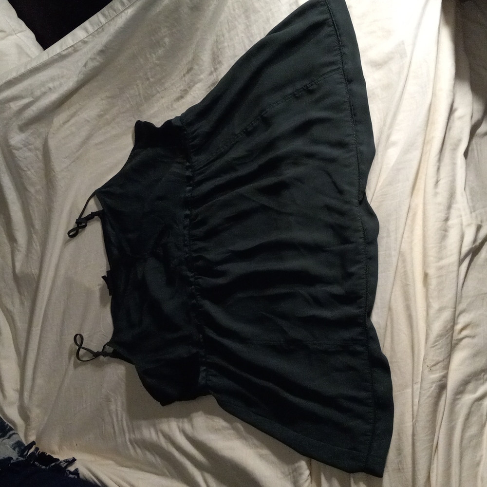 Women's olive green spaghetti strapped blouse.